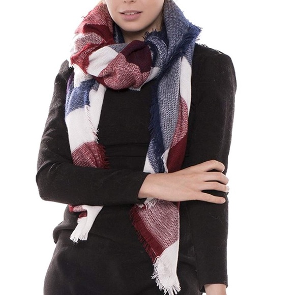 Oversized Red Multi SHAWL PLAID Woman’s Scarf *NWT - Picture 3 of 4